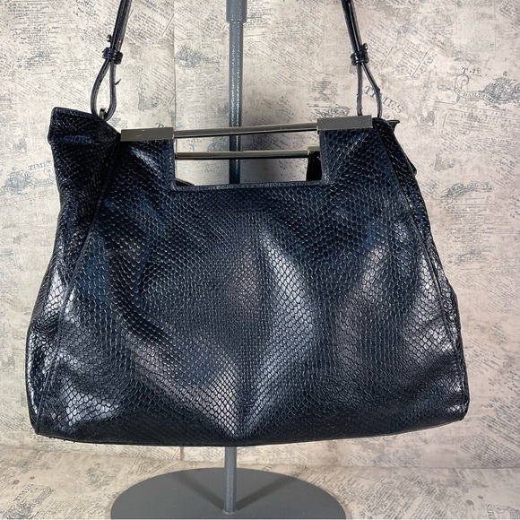 Halston Heritage Lizard Embossed Leather Satchel - Picture 4 of 14